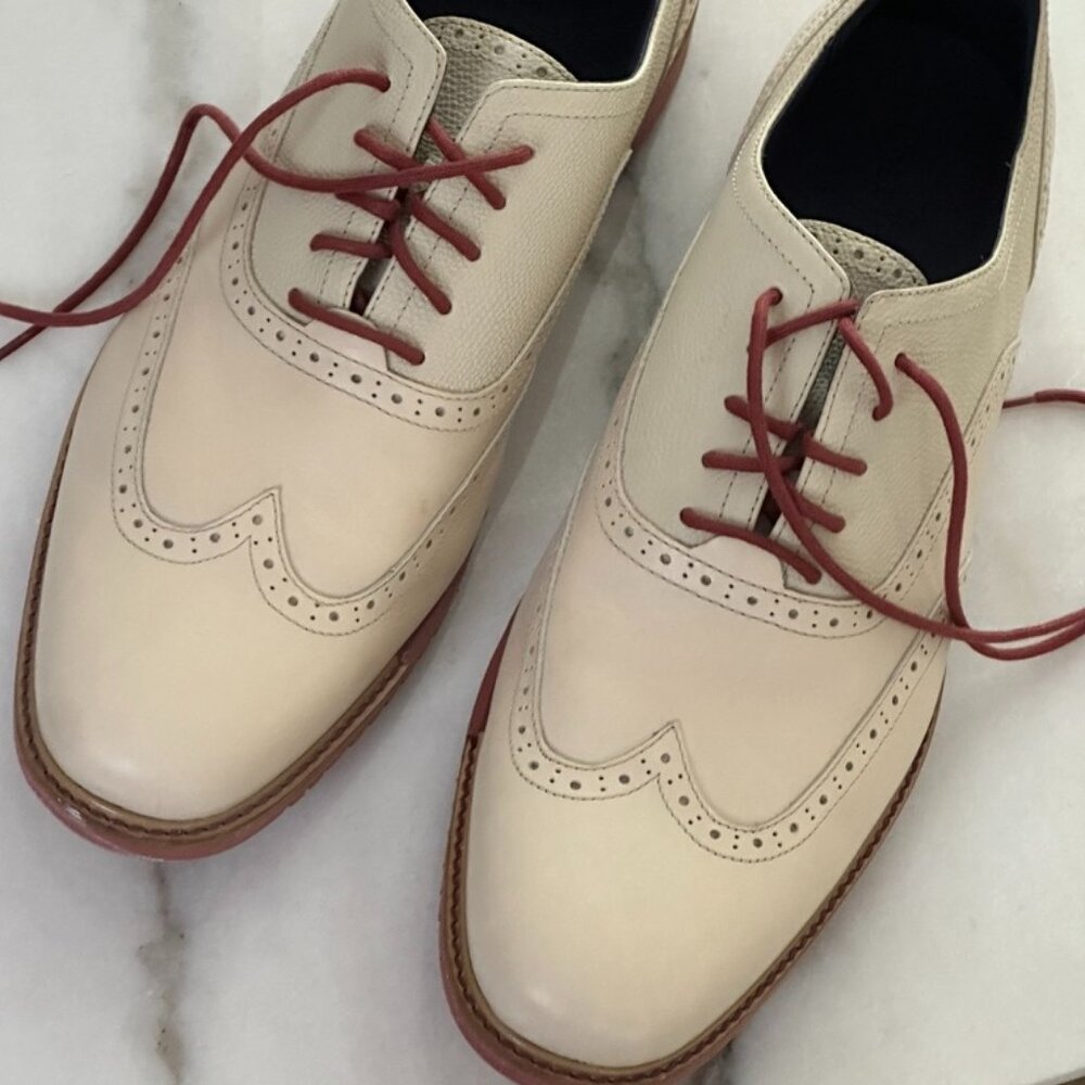 Cole Haan wingtip Great Jones C11234 Cap toe light tops red soles Jazz, 13Medium